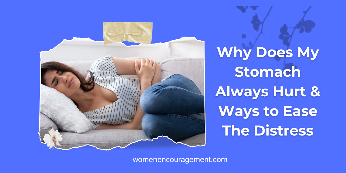Woman laying down with stomach upset